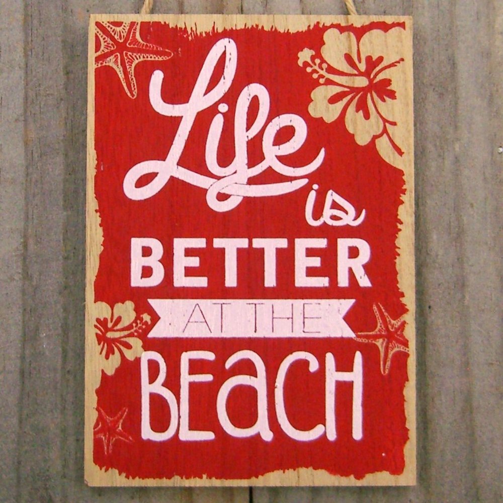 Tropical Family Home Sign 'Life is better at the Beach' Choice of four colors